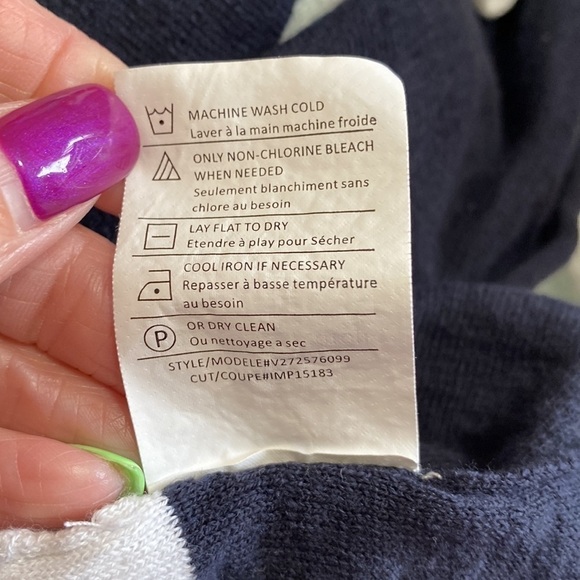 VINCE Womens Long Sleeve Scoop Neck Striped Shirt White Green Cotton Medium - Picture 9 of 9